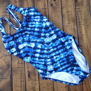 Speedo Racerback One Piece Blue Tie Dye swimsuit